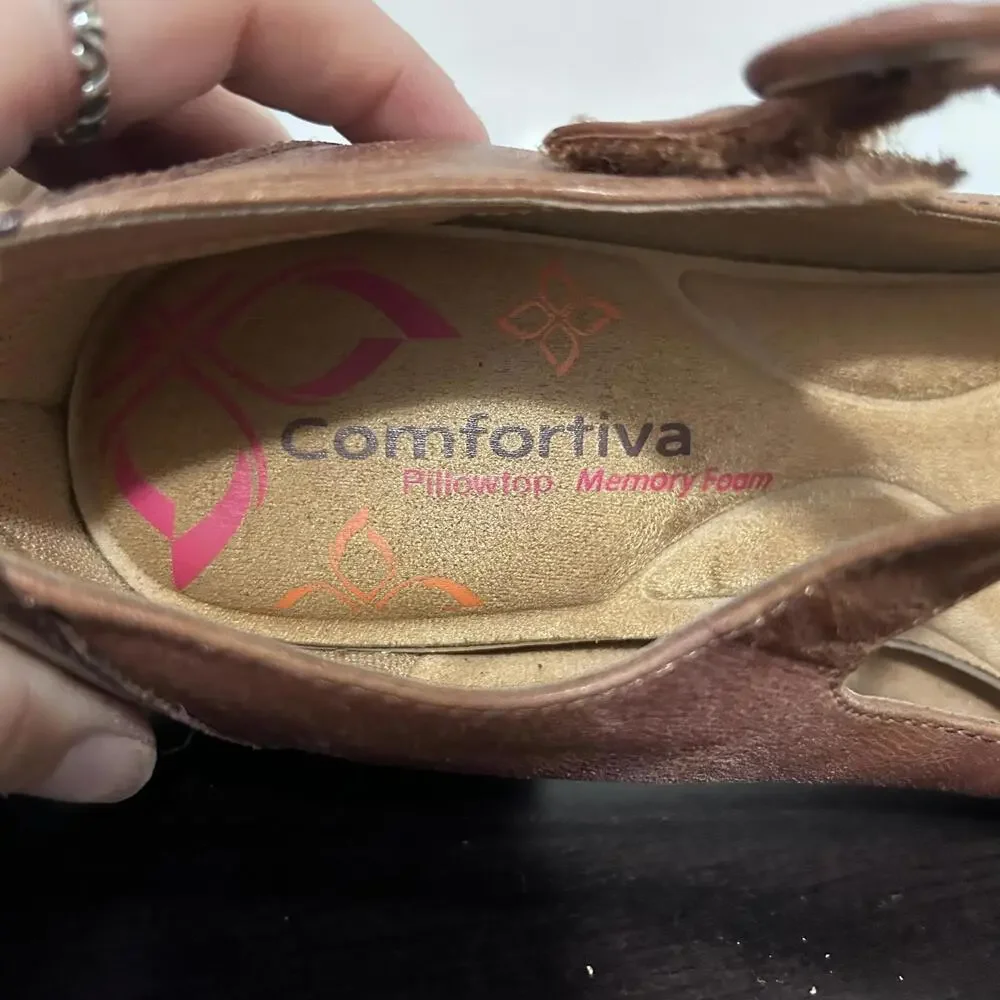 Comfortiva Alora Leather Mary Jane‎ Brown Patchwork Women's size 8.5